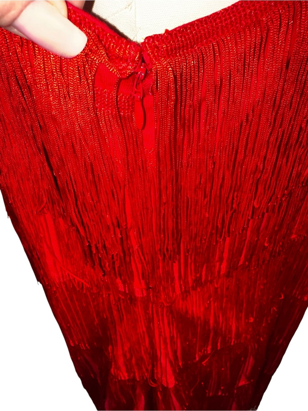 Venus Red Fringe Flapper Dress 2X Plus Size Tiered Adjustable Straps - Picture 6 of 9